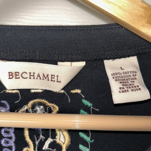 Bechamel Black Button Front Dog Bones Embroidered Grannycore Sweater Size Large - Picture 8 of 9